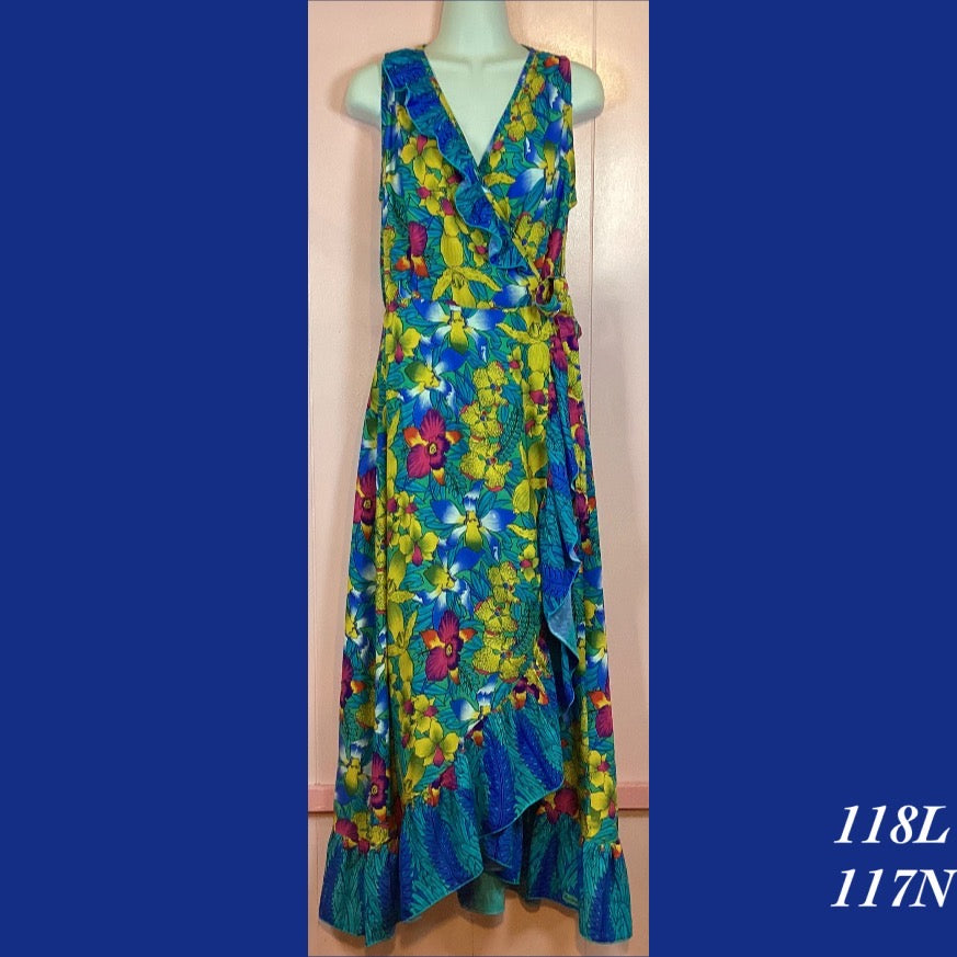 118L - 117N , Sleeveless wrap dress long