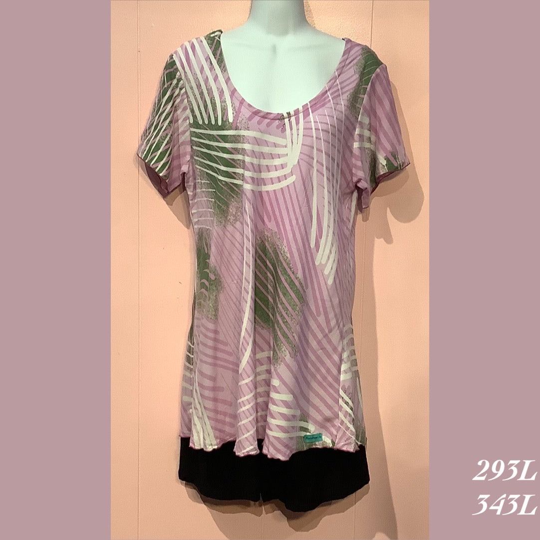 293LX - 343L , Sleeved bias cut top long plus size