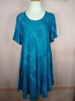 1208 - 347U, Sleeved Swing Tank Dress with Pockets