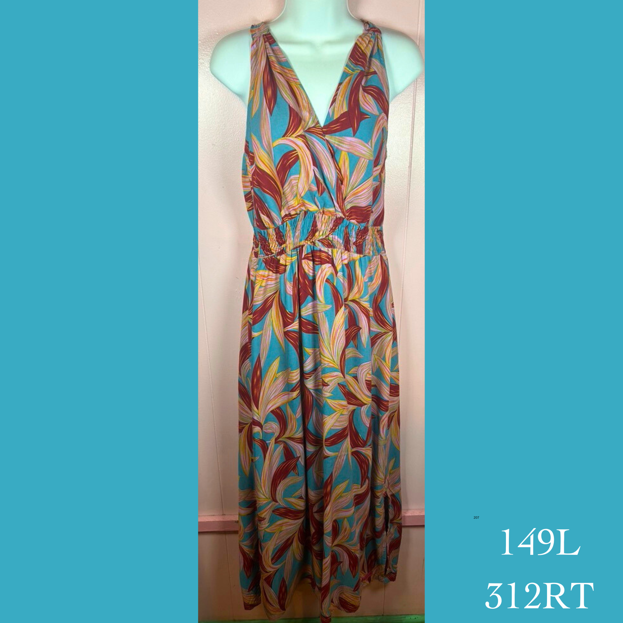 149L - 312RT , Halter back dress long with pockets