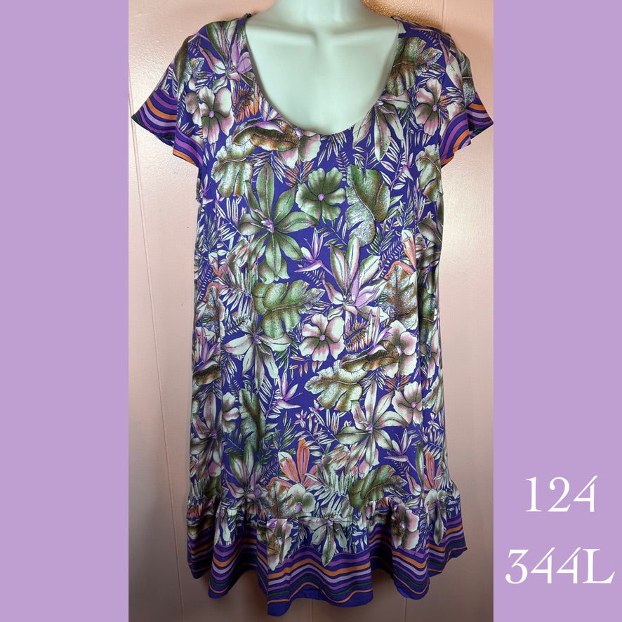 124 - 344L, Ruffle cap sleeved dress