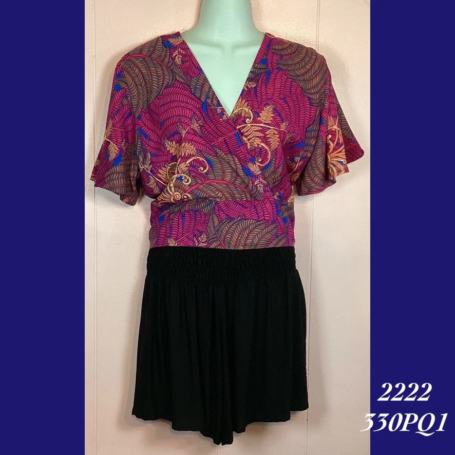 2222 - 330PQ1  , Bell sleeved cross front top