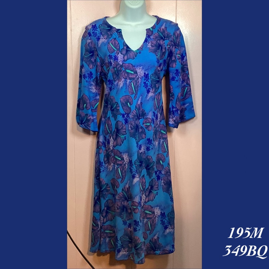 195M - 349BQ , 3/4 sleeve tunic dress tea length