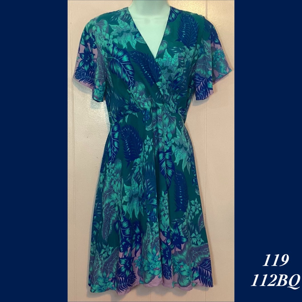 119 - 112BQ , Sleeved cross front dress with pockets