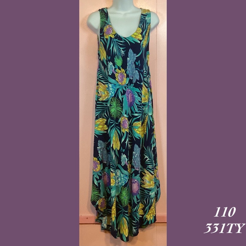 Rainbow Jo Sundress Resort Wear Floral Print Midi Dress - 110 - 331TY