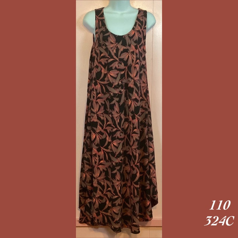 110 - 324C , Resort dress with pockets and scalloped hemline