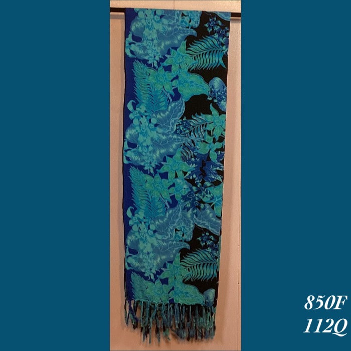850F - 112Q , Fringed scarf floral print