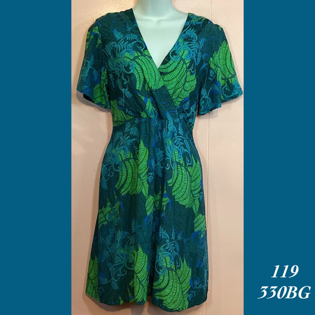 119X - 330BG  , Sleeved cross front dress with pockets plus size