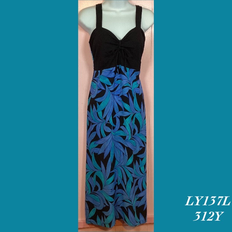 LY137L - 312Y , Lycra top tie front dress long
