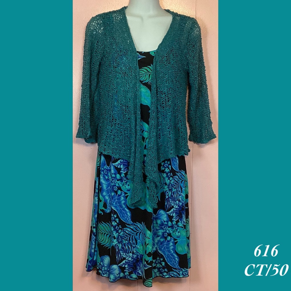 616X CT/50 , Shrug , Blue green , plus size (Dress not included)