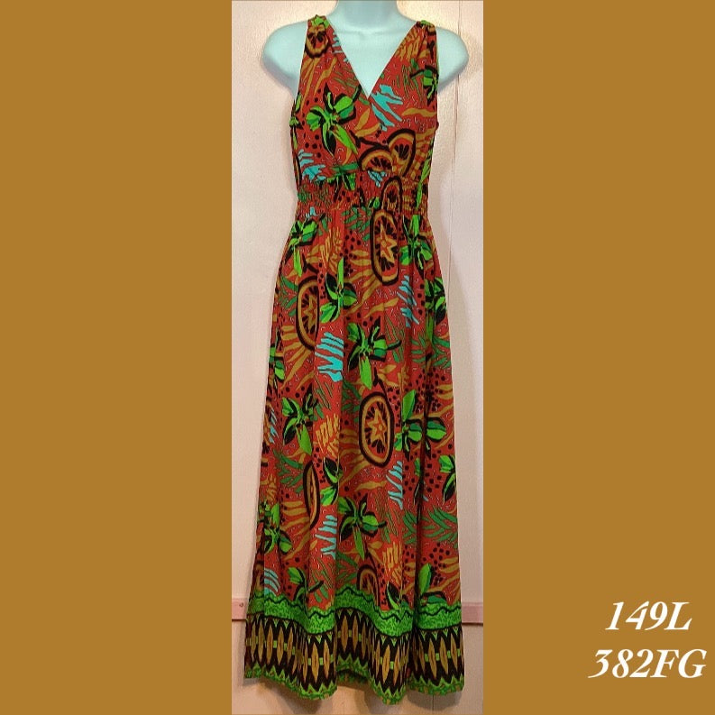 149L - 382FG , Halter back dress long with pockets