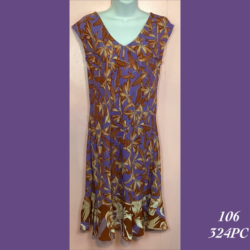 106X - 324PC, Plus Size V-Neck Bias Dress with Ruffle
