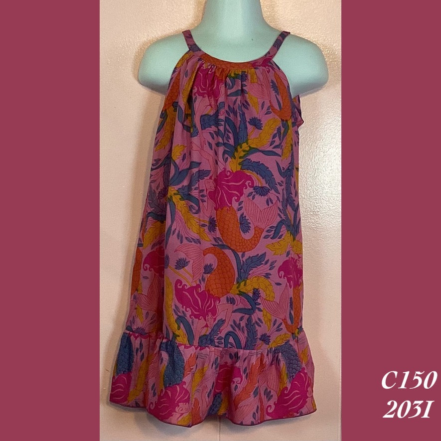 B150 - 203I , Drawstring Back A Line Dress