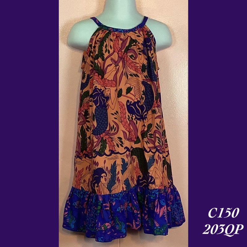 navy blue dress for baby girl Ditsy Floral Drawstring A-Line Dress main image 0