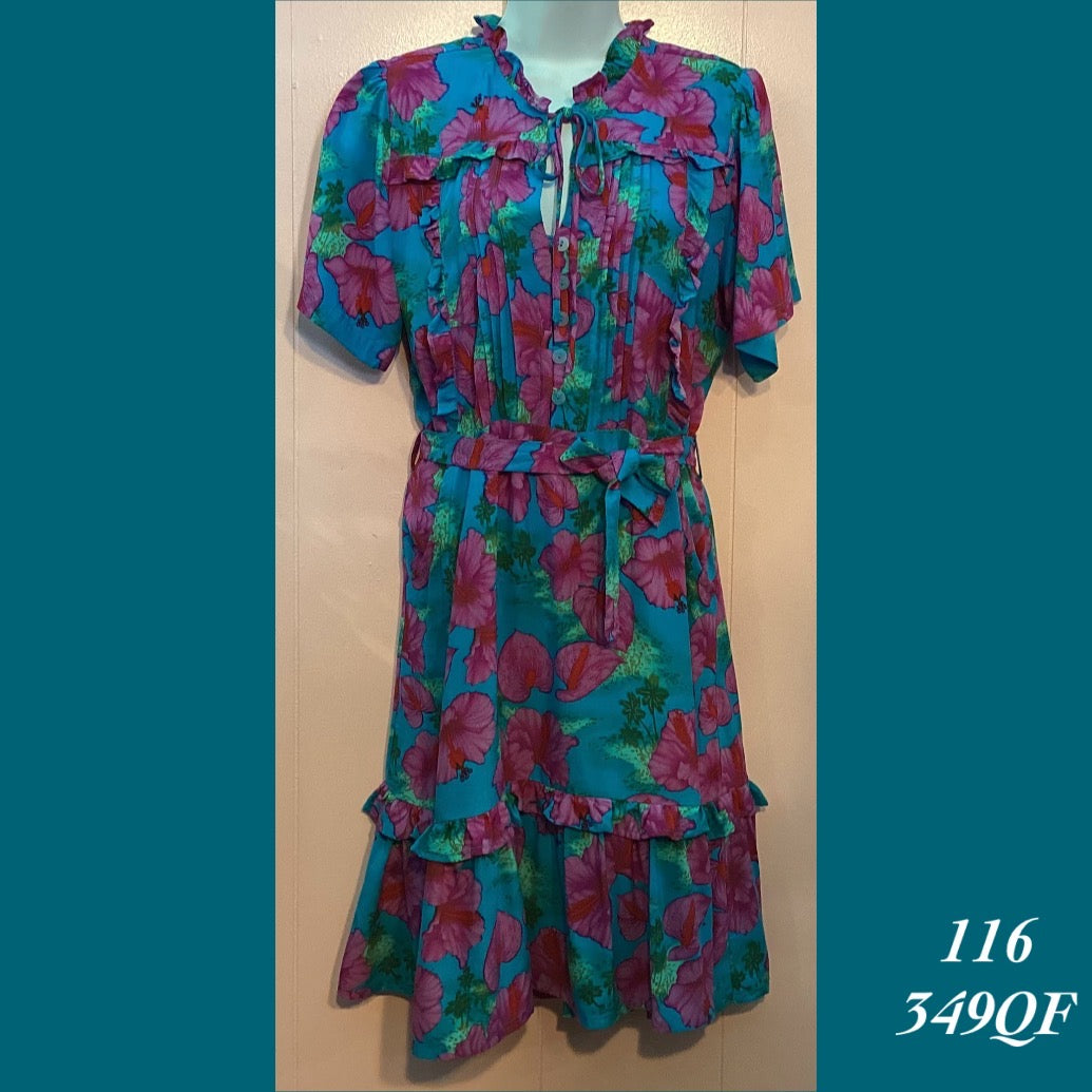 116 - 349QF , Pleated ruffle dress