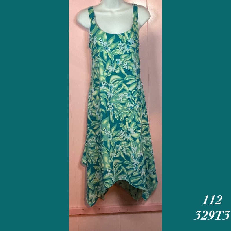 112 - 329T3 , Strap dress with handkerchief hemline