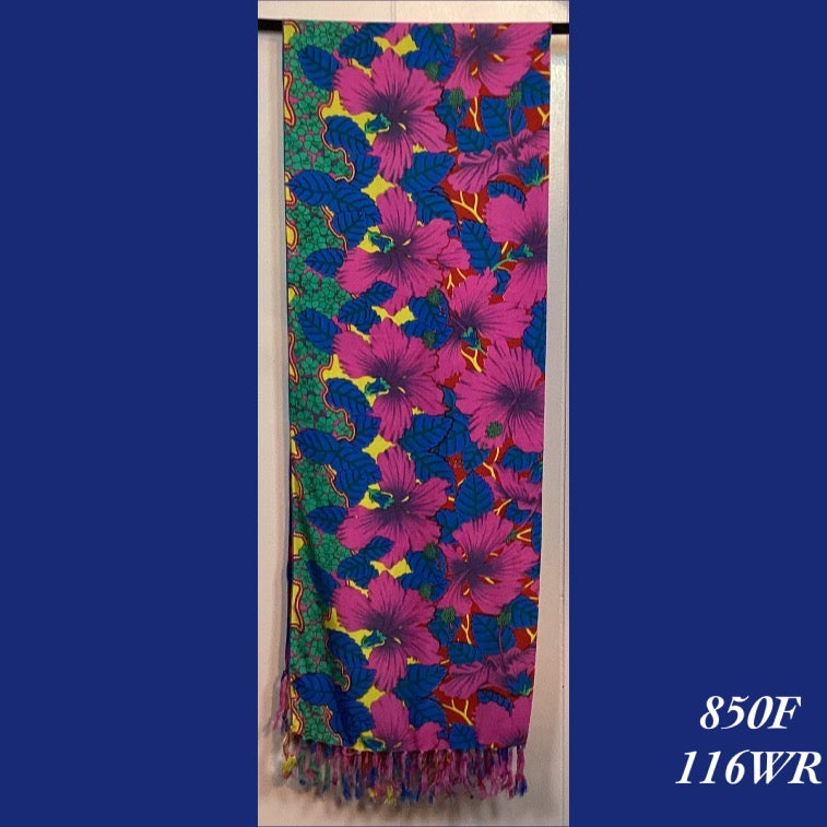 850F - 116WR , Fringed scarf floral print