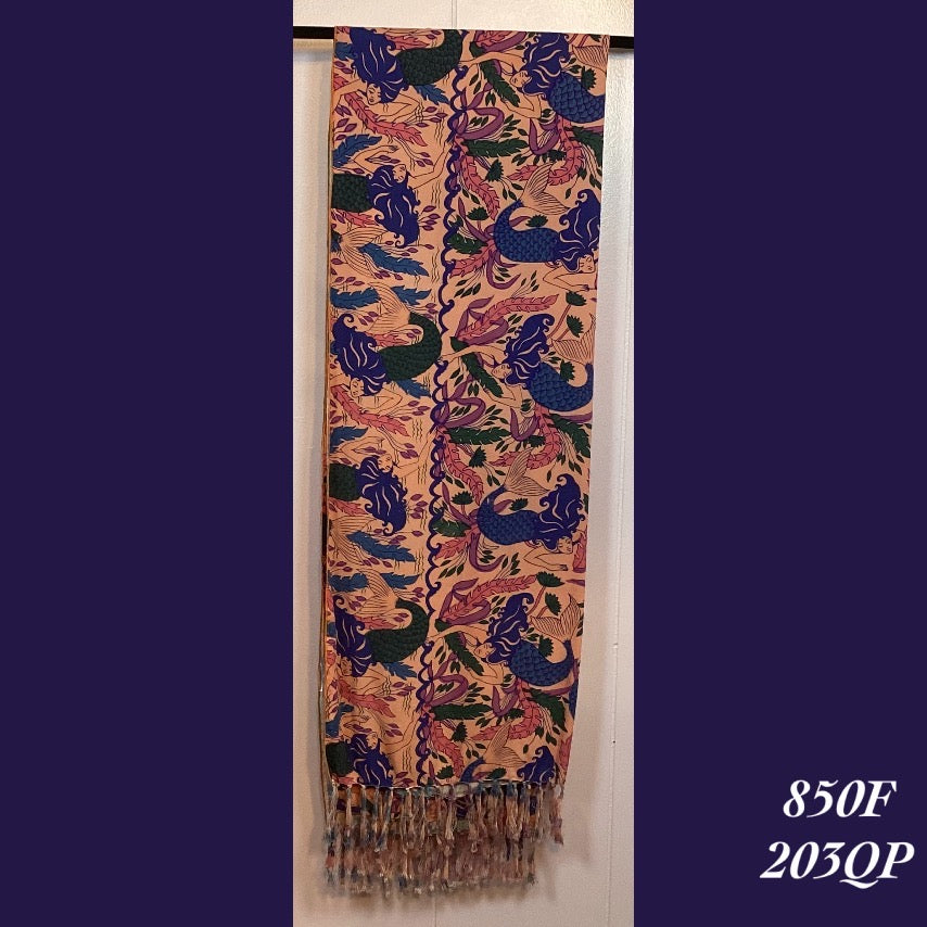 850F - 203QP , Fringed scarf  (60 in. x 22 in.)