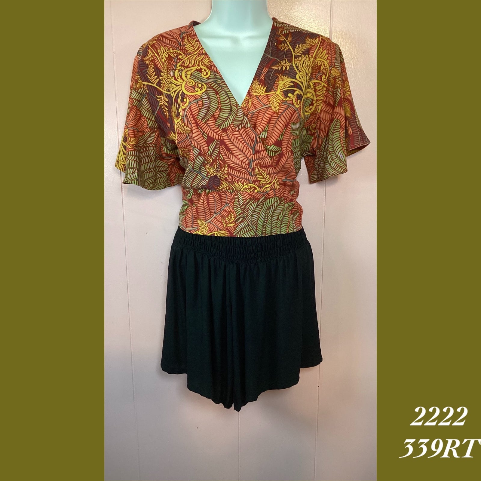 2222 - 330RT  , Bell sleeved cross front top