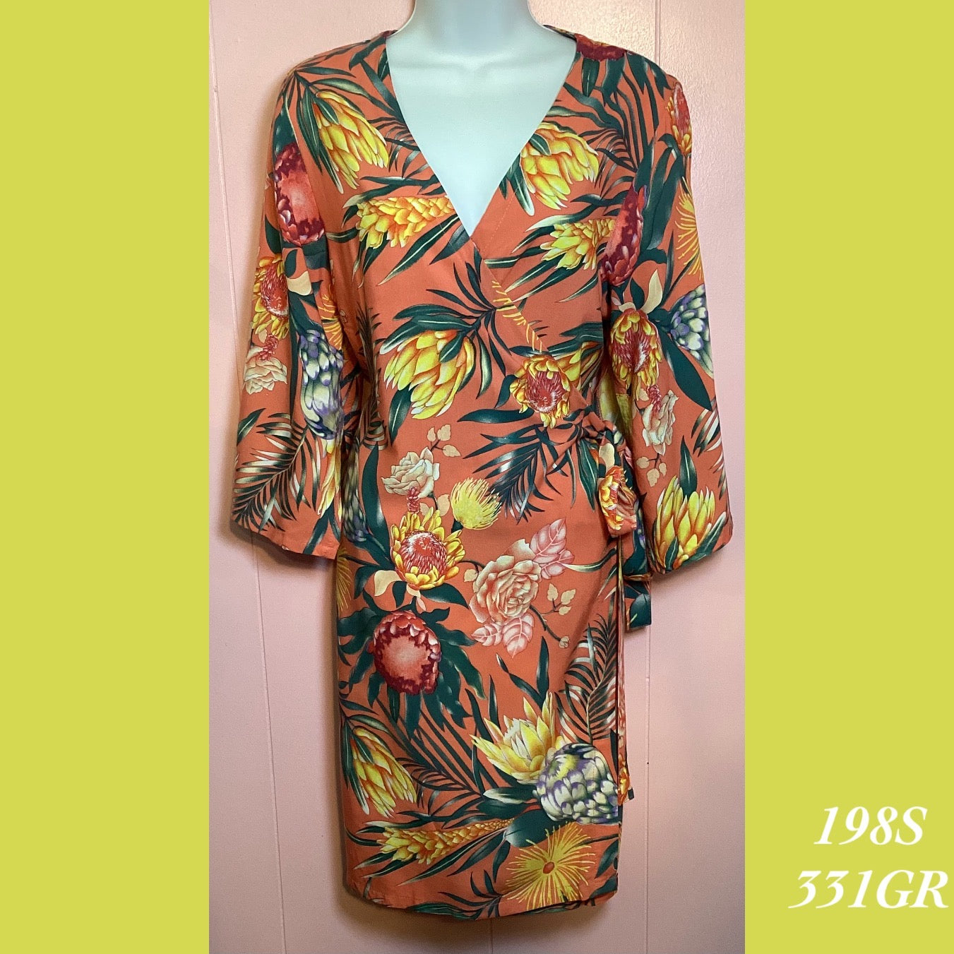 198S - 331GR , Kimono Robe with pockets