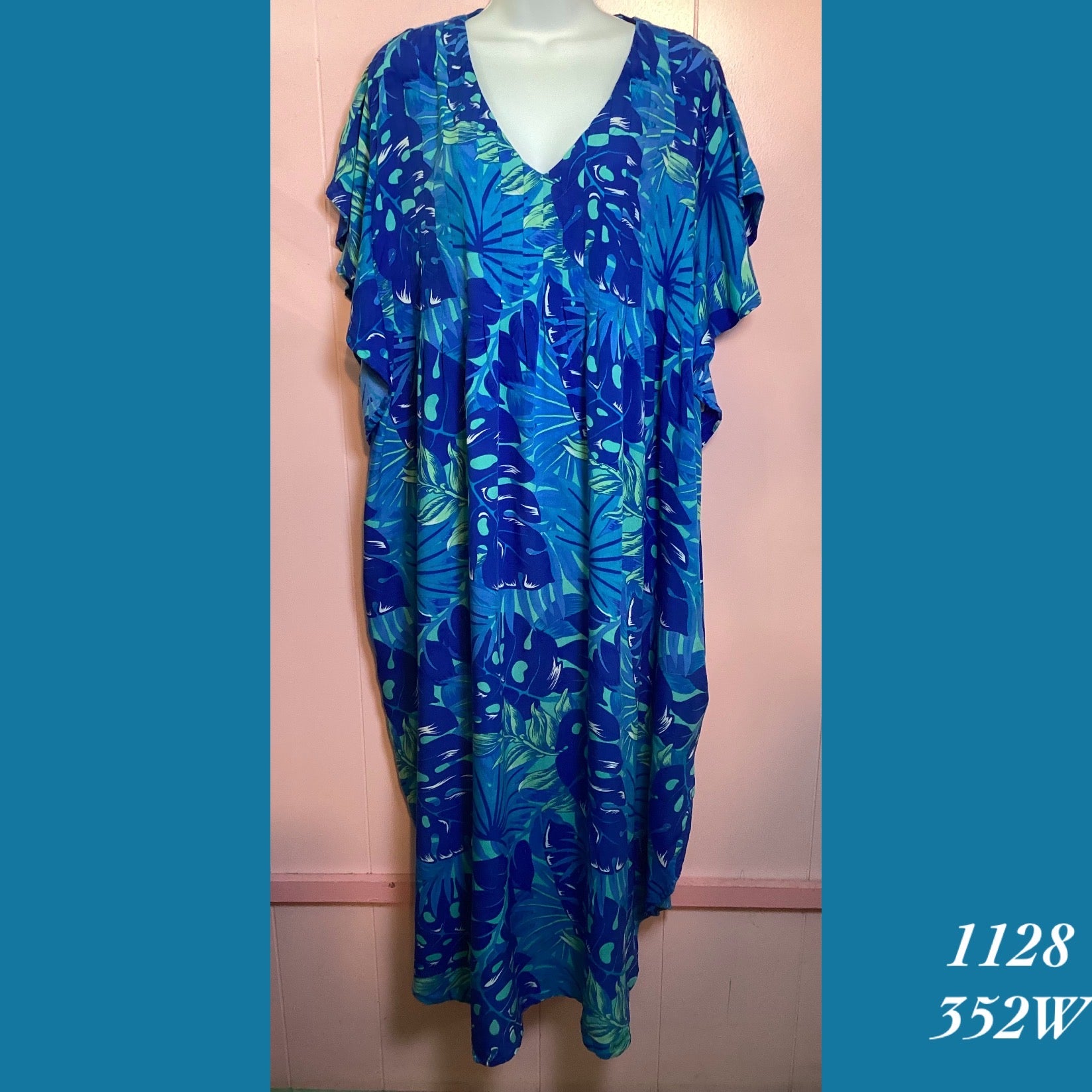 1128 - 352W , Pleated caftan rounded bottom with pockets