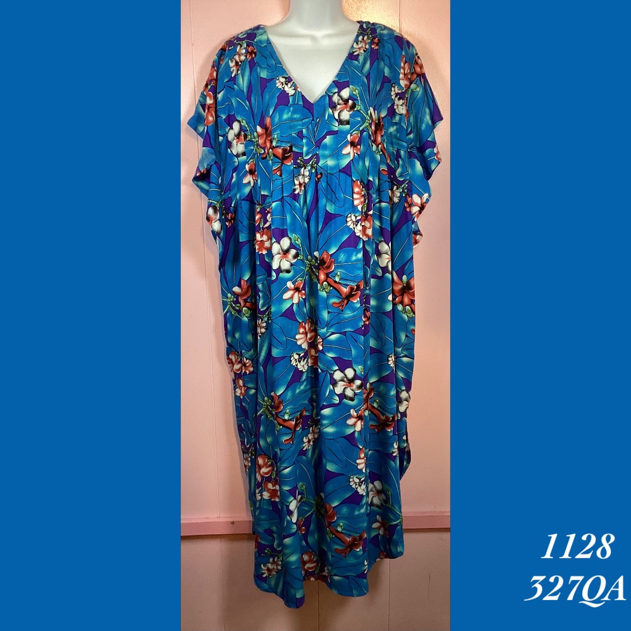 1128 - 327QA , Pleated caftan rounded bottom with pockets