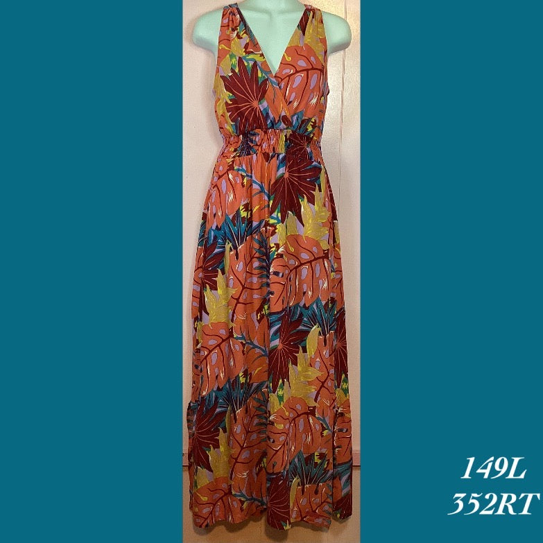 149L - 352RT , Halter back dress long with pockets