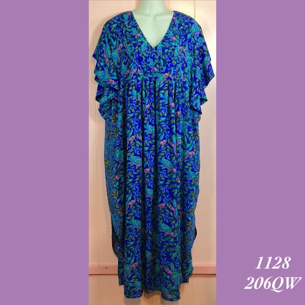 1128 - 206QW , Pleated caftan rounded bottom with pockets
