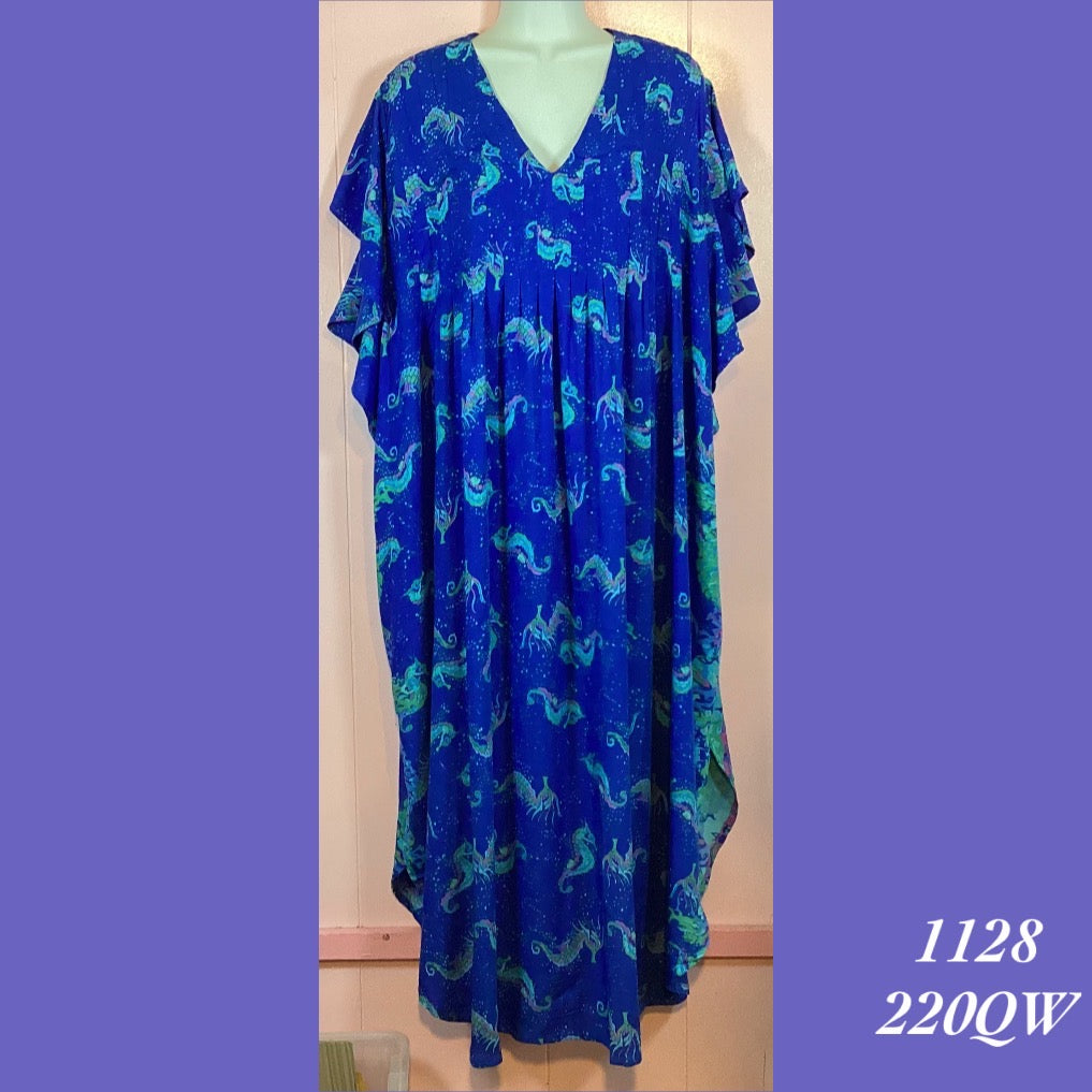 1128 - 216QW , Pleated caftan rounded bottom with pockets