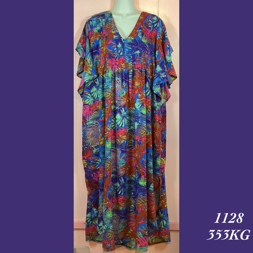 1128 - 353KG , Pleated caftan rounded bottom with pockets