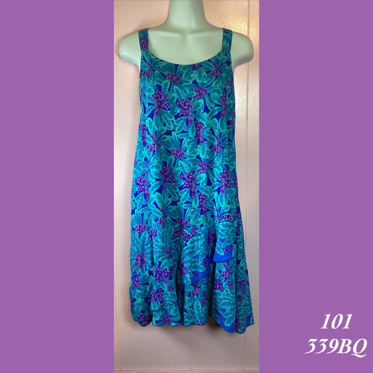 101 - 339BQ , Tier strap dress with diagonal ruffle and back smocking