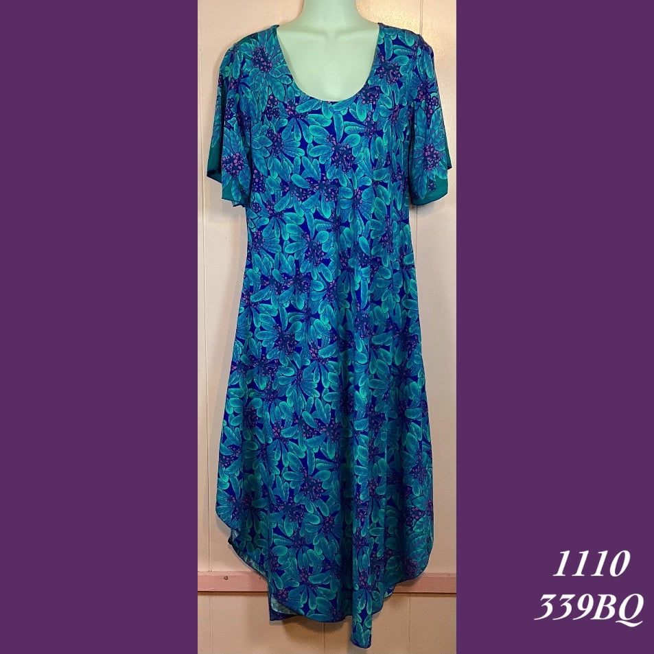 1110X - 339BQ , Resort Dress with pockets and scalloped hemline and sleeves plus size