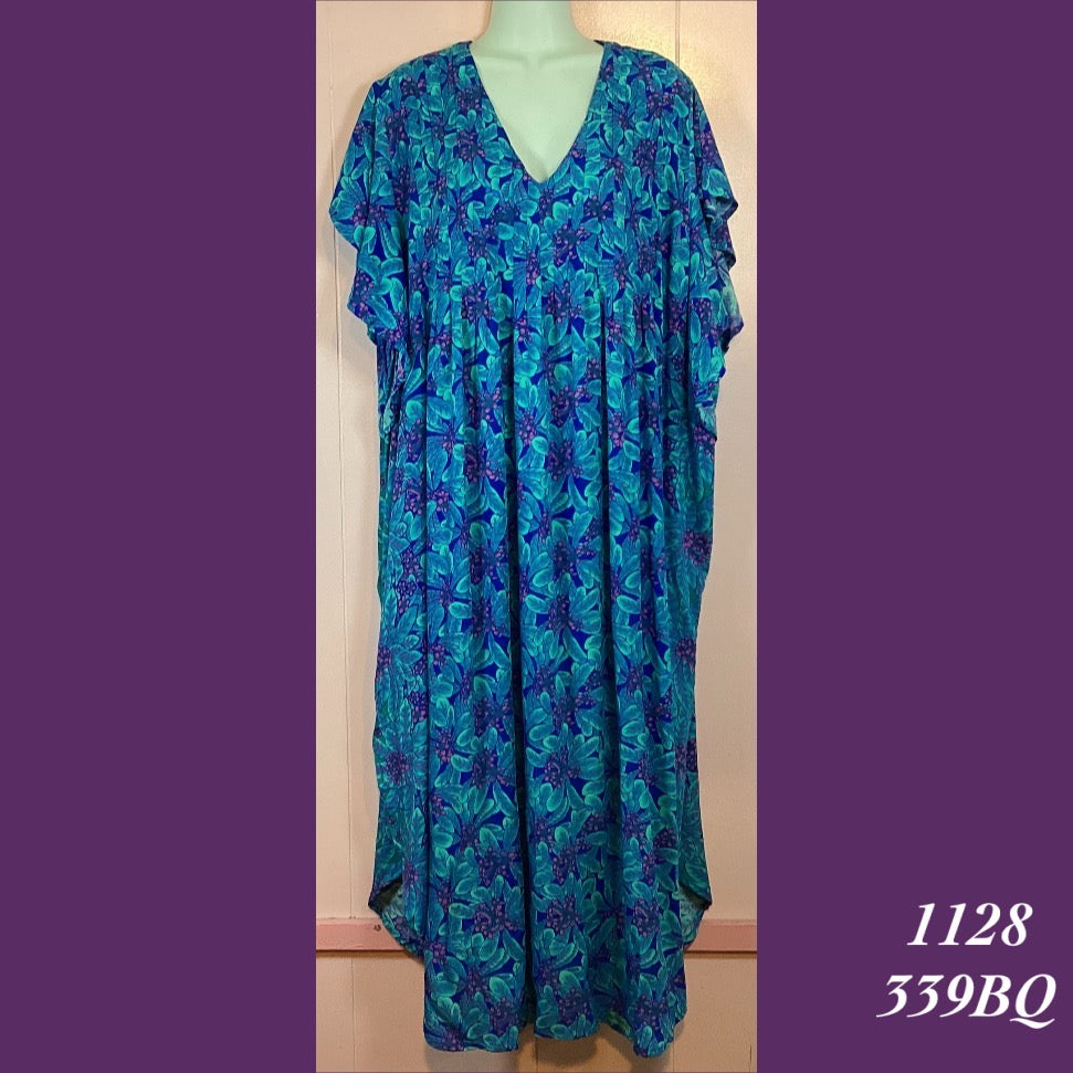 1128 - 339BQ , Pleated caftan rounded bottom with pockets