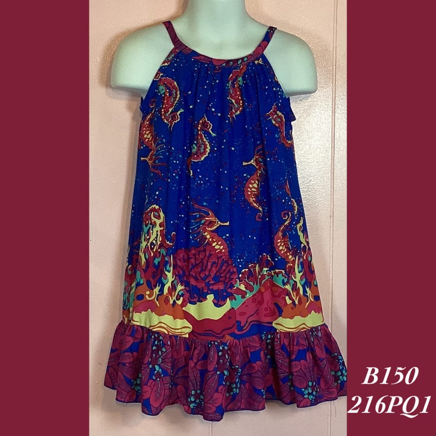 C150 - 216PQ1 , Drawstring back A Line dress