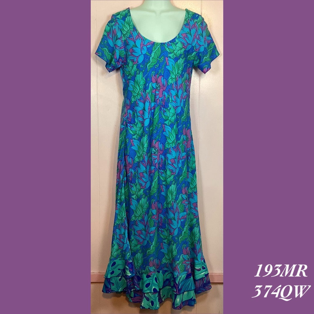 193MRX - 374QW , Sleeved bias dress mid length with ruffle plus size