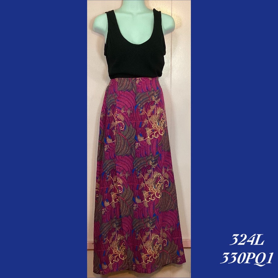 324LX - 330PQ1 , Long skirt with elastic back waist plus size
