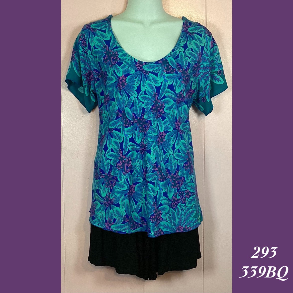 293X -339BQ ,  Bias cut cap sleeve top plus size