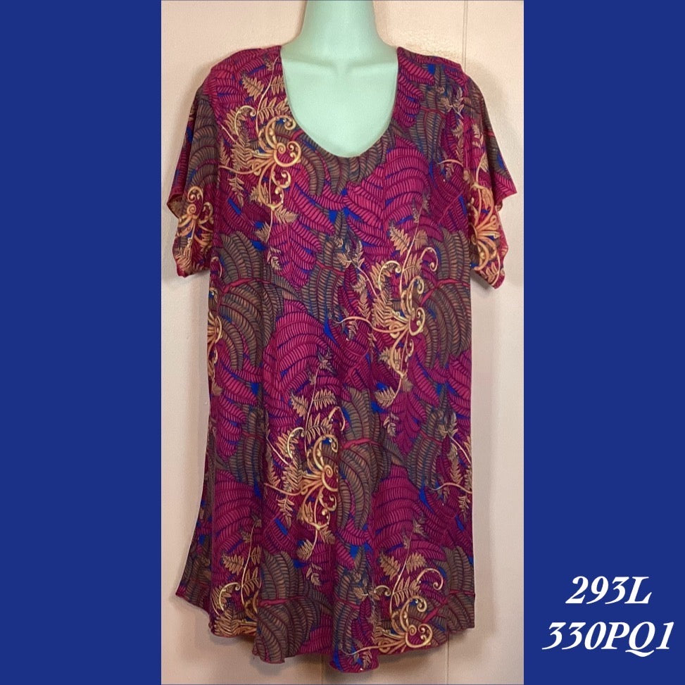 293LX - 330PQ1 , Sleeved bias cut top long plus size