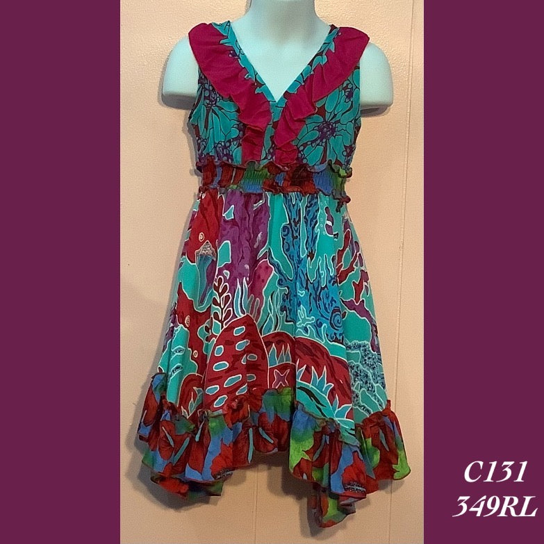 C131 - 349RL , Ruffle collar dress