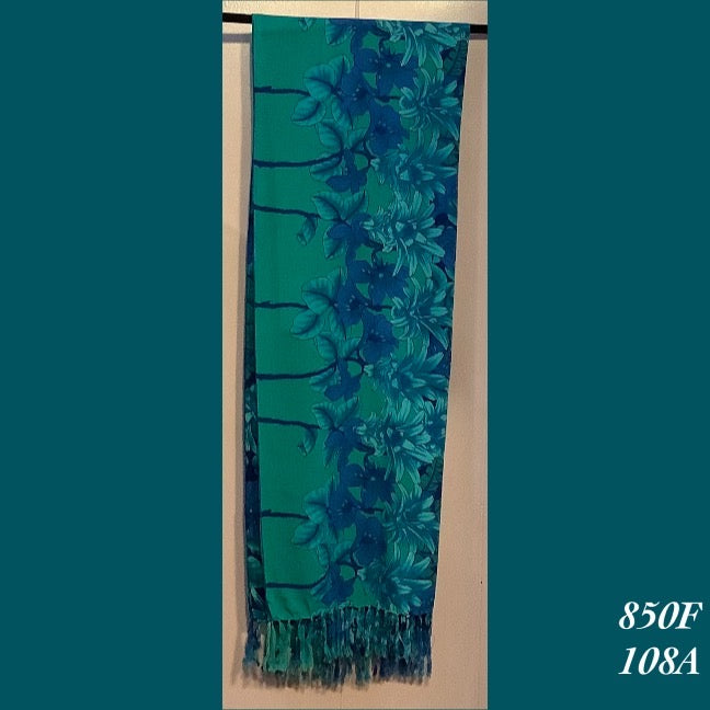 850F - 108A , Fringed scarf floral print