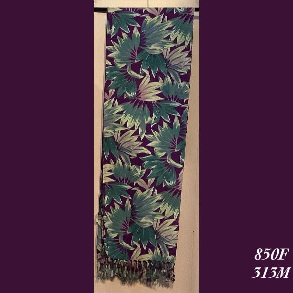 850F - 313M , Fringed Scarf floral print