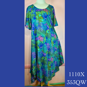 1110X- 353QW , Plus Sized Resort Dress with Pockets and Sleeves