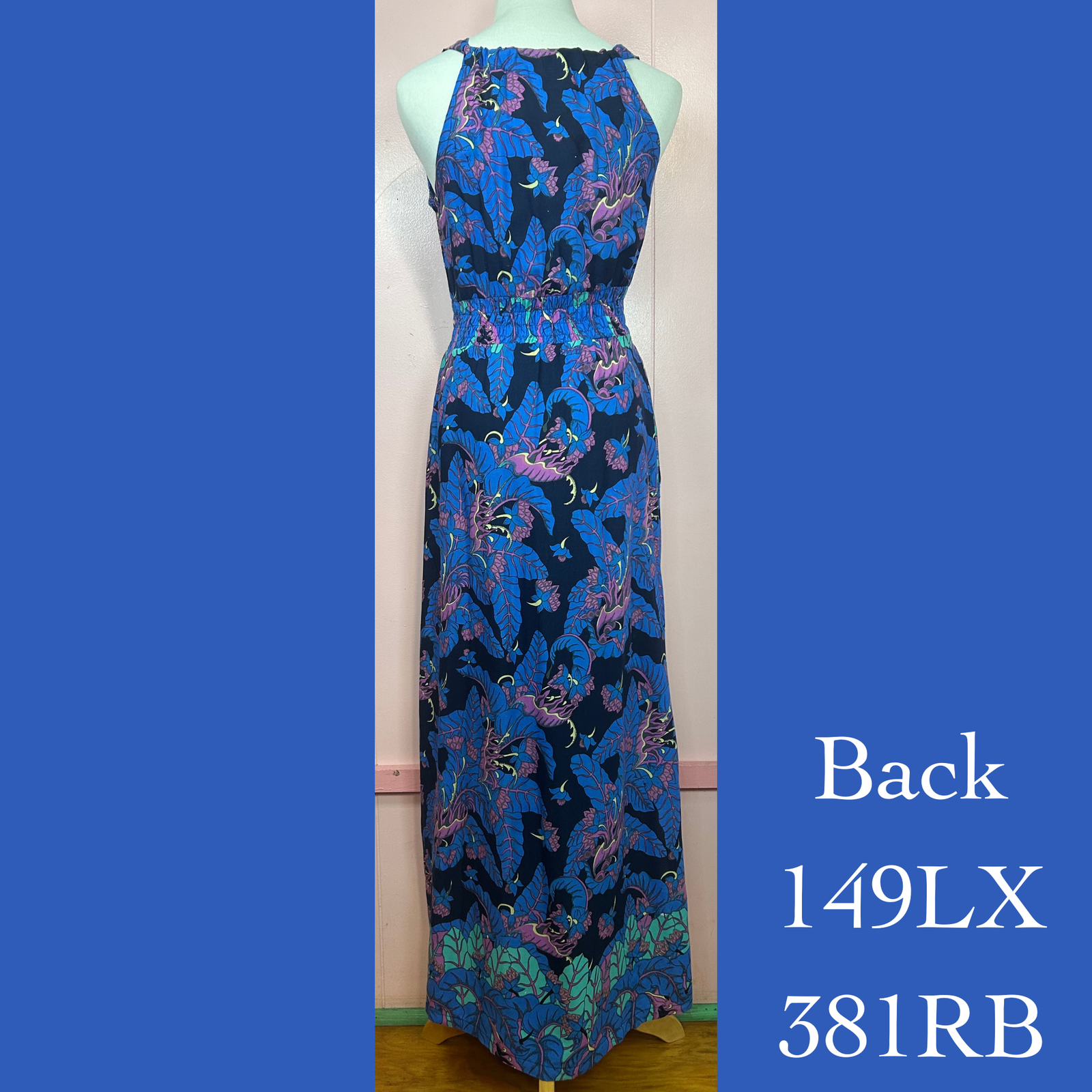 149LX - 381RB, Plus Size Halter Back Dress Long with Pockets