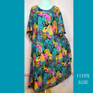 1110X- 353E , Plus Sized Resort Dress with Pockets and Sleeves
