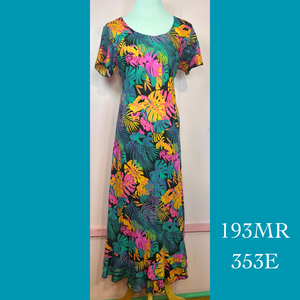 193MR - 353E, Sleeved Bias Dress Mid Length with Ruffle