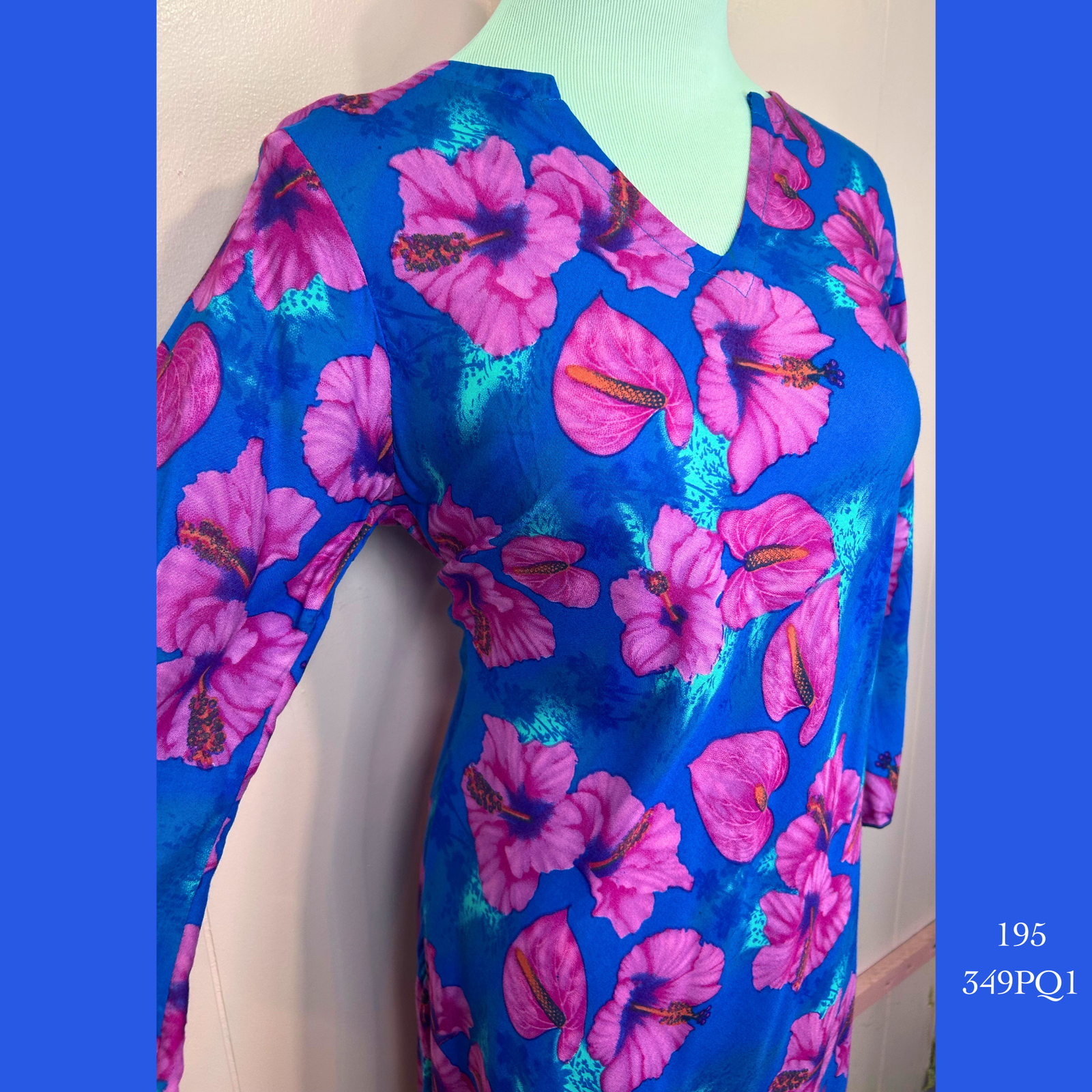 195 - 349PQ1 , Tunic Dress with 3/4 Sleeve