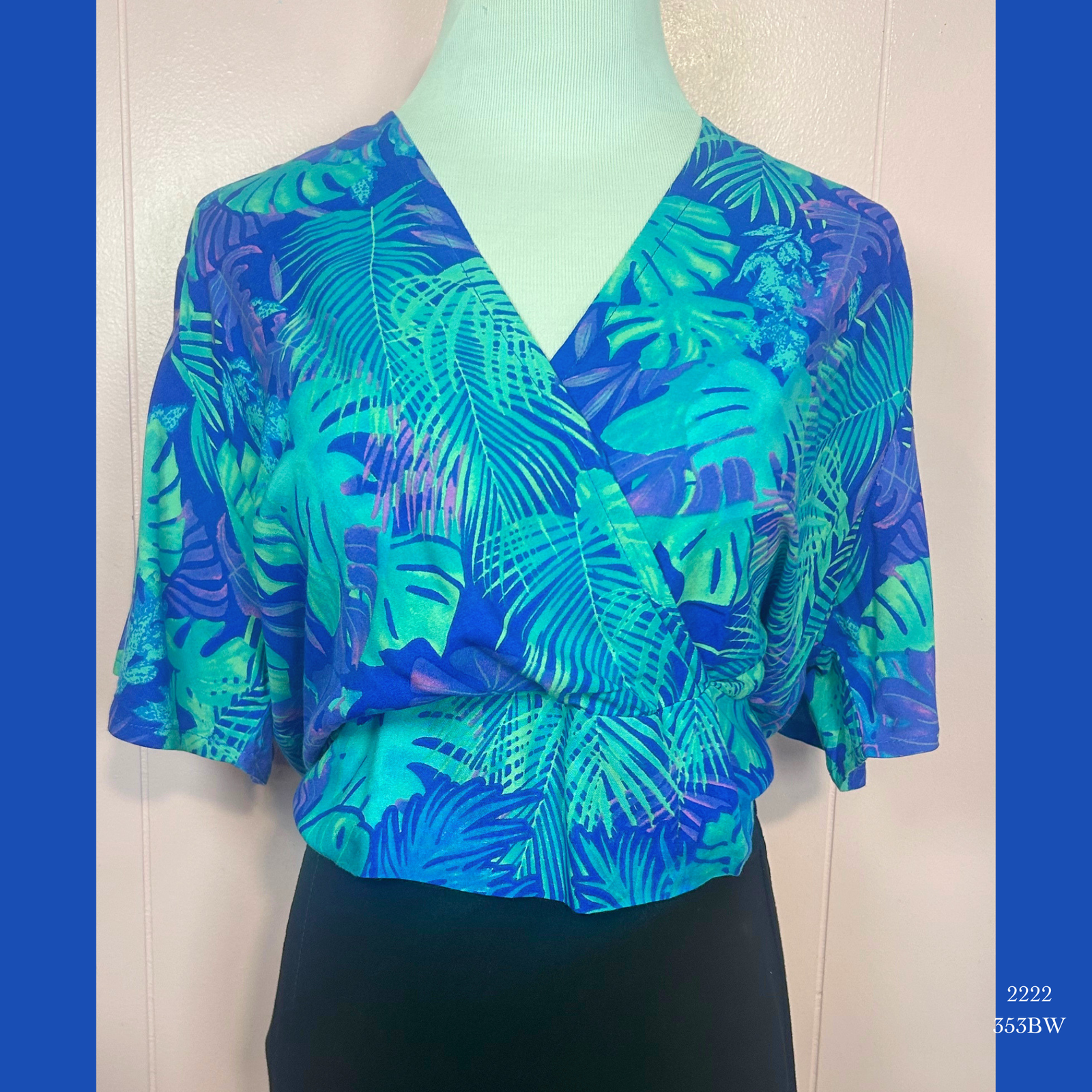 2222 - 353BW , Bell Sleeved Cross Front Top