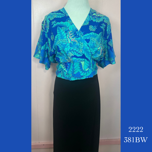 2222 - 381BW , Bell Sleeved Cross Front Top