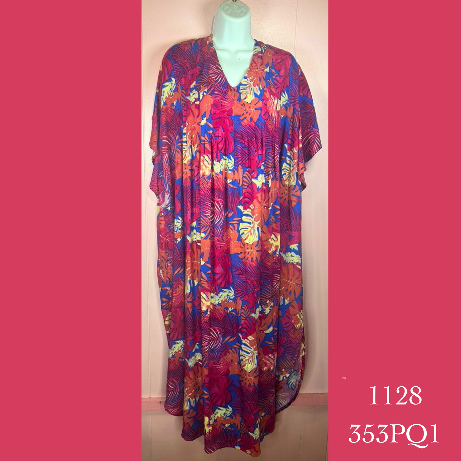 1128 - 353PQ1, Pleated caftan rounded bottom with pockets