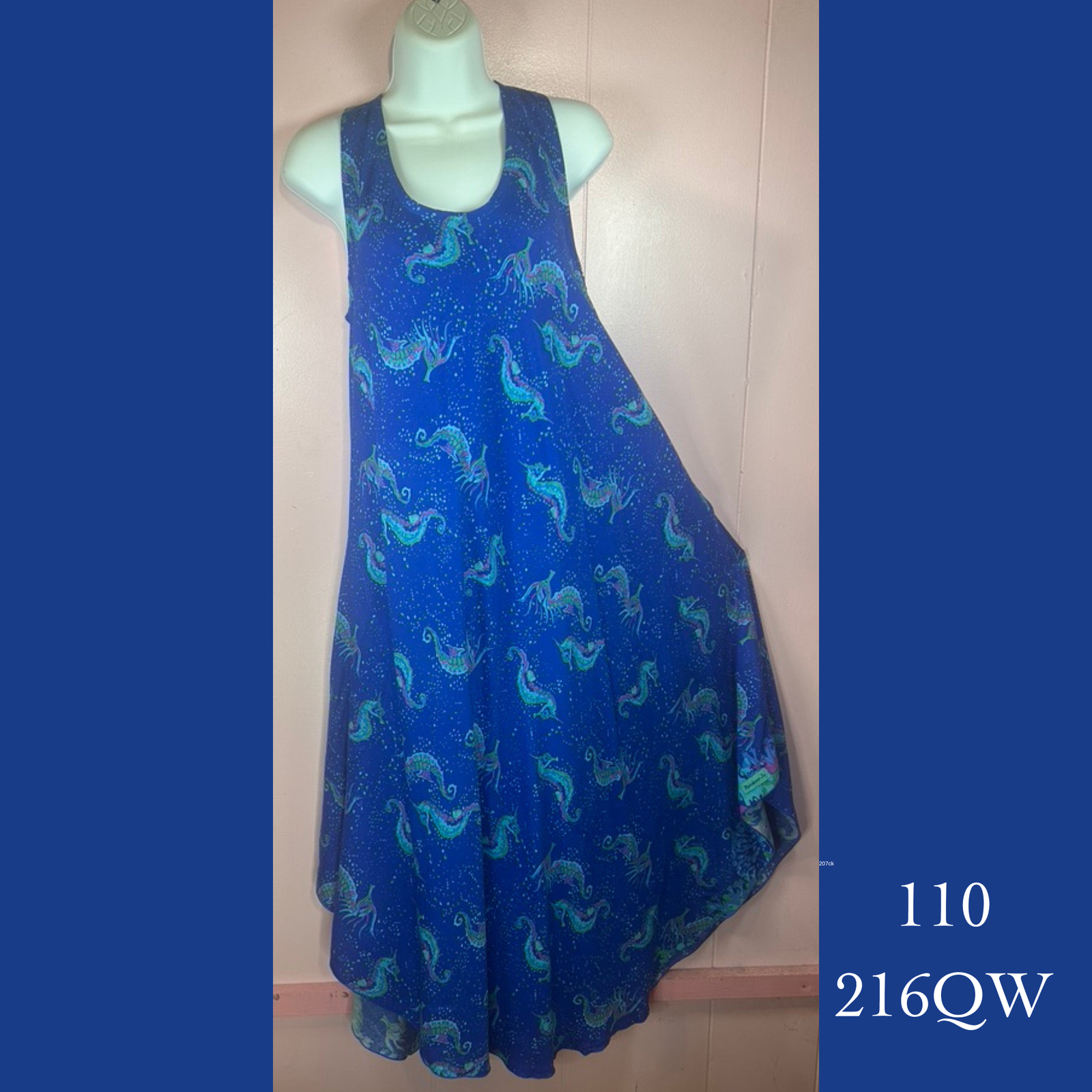 110 - 216QW , Resort Dress with pockets and scalloped hemline